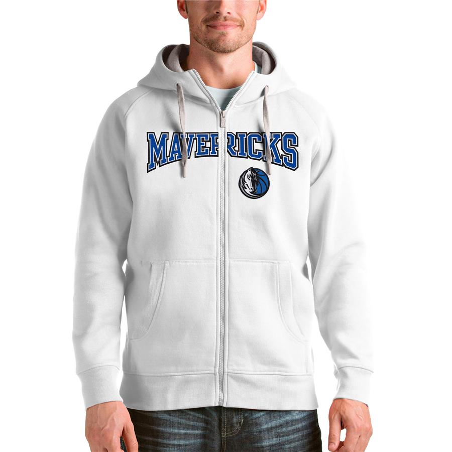 Dallas Mavericks Antigua Victory Full-Zip Hoodie - White