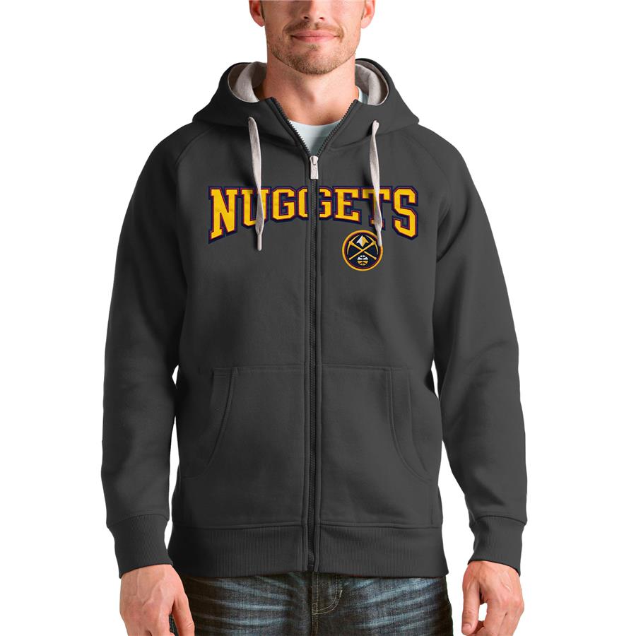 Denver Nuggets Antigua Victory Full-Zip Hoodie - Charcoal