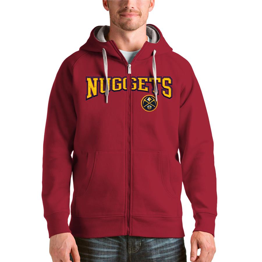 Denver Nuggets Antigua Victory Full-Zip Hoodie - Red