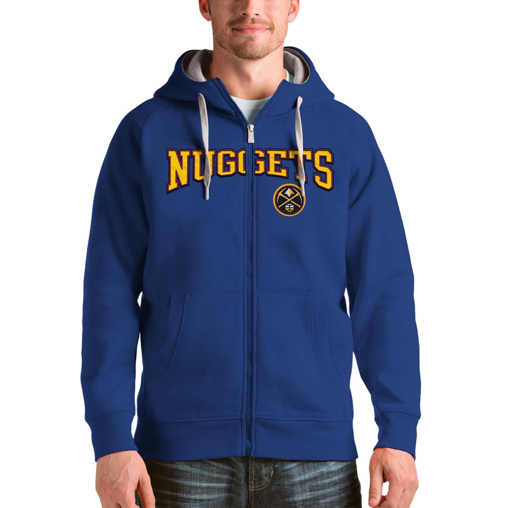 Denver Nuggets Antigua Victory Full-Zip Hoodie - Royal