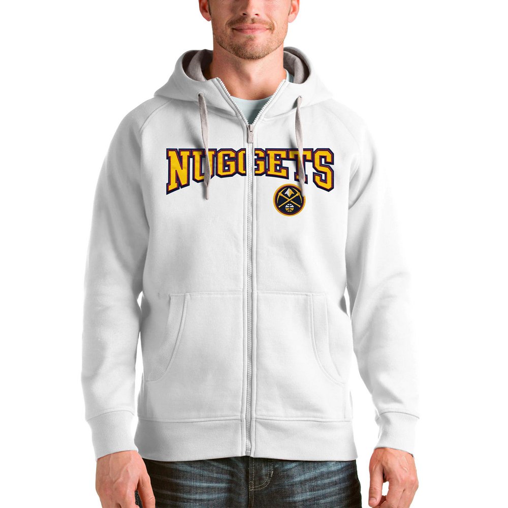 Denver Nuggets Antigua Victory Full-Zip Hoodie - White