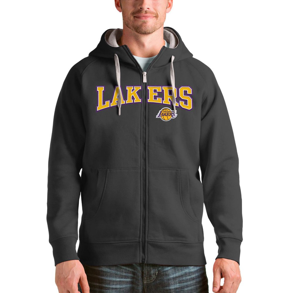 Los Angeles Lakers Antigua Victory Full-Zip Hoodie - Charcoal