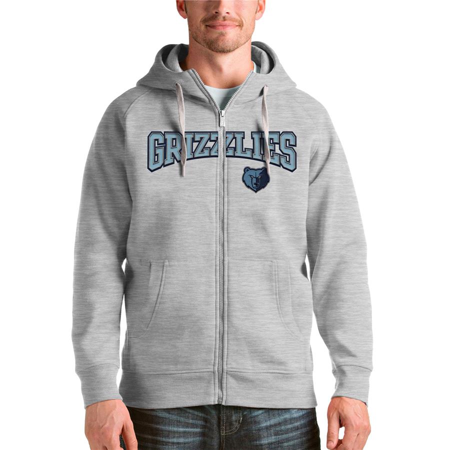 Memphis Grizzlies Antigua Victory Full-Zip Hoodie - Heathered Gray