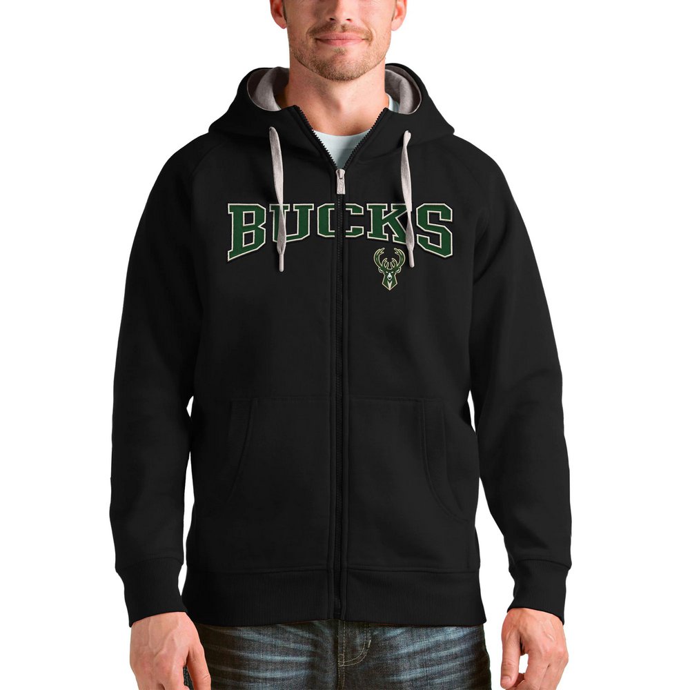 Milwaukee Bucks Antigua Victory Full-Zip Hoodie - Black