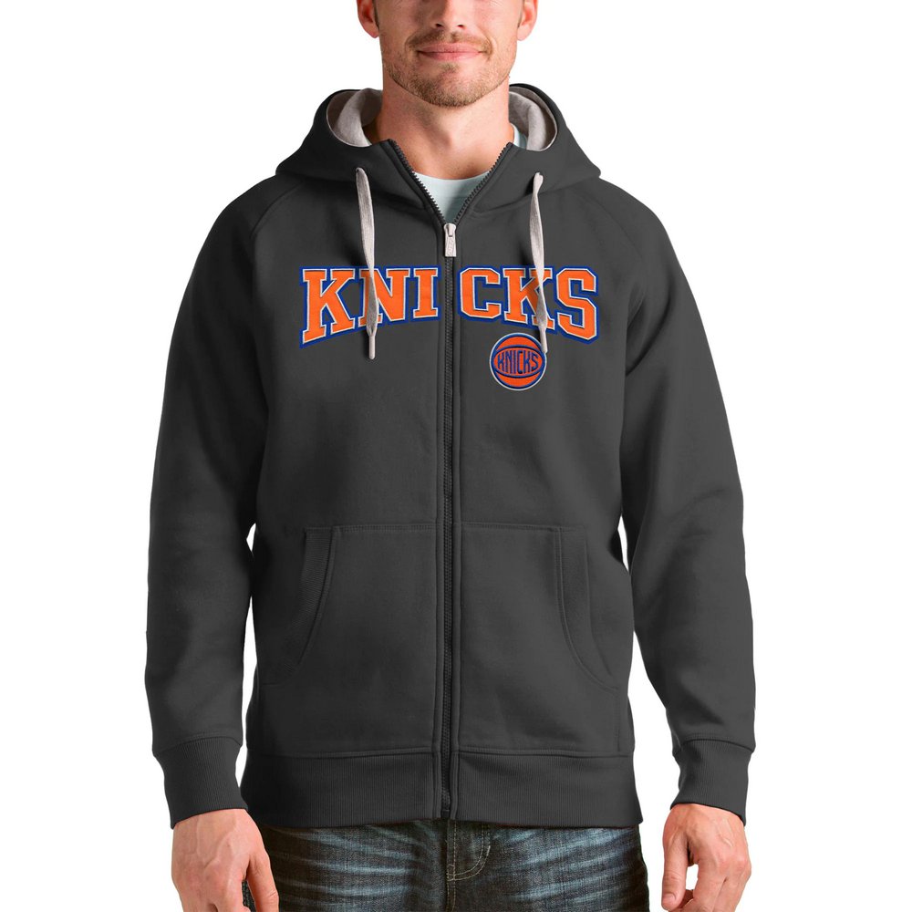 New York Knicks Antigua Victory Full-Zip Hoodie - Charcoal