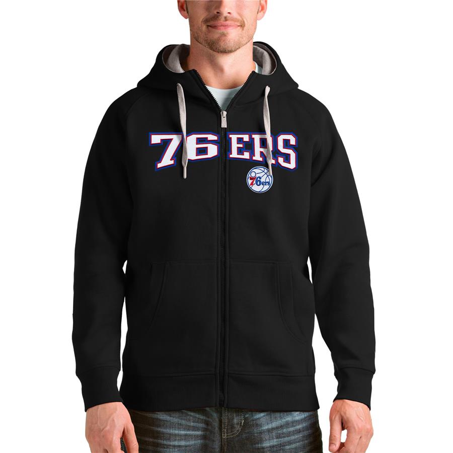 Philadelphia 76ers Antigua Victory Full-Zip Hoodie - Black