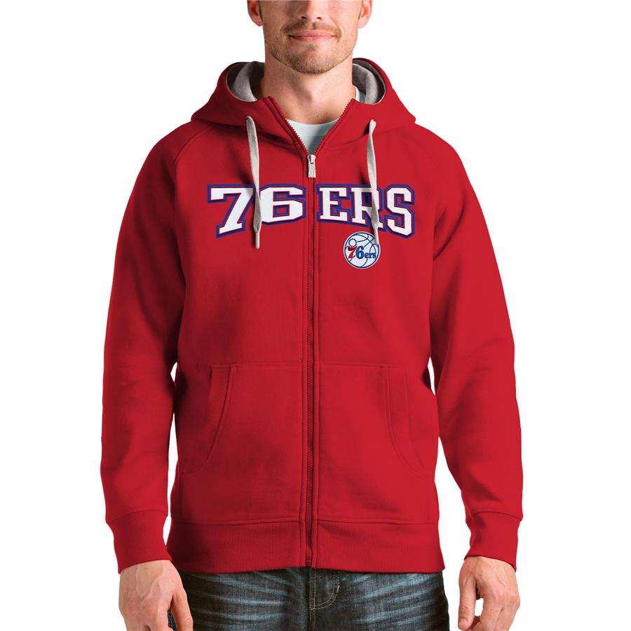 Philadelphia 76ers Antigua Victory Full-Zip Hoodie - Red