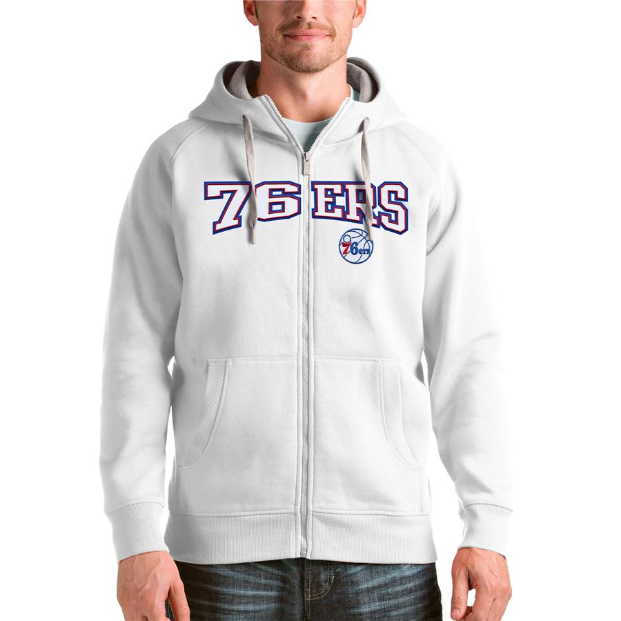 Philadelphia 76ers Antigua Victory Full-Zip Hoodie - White