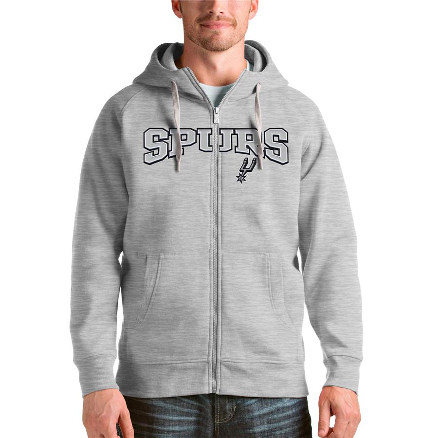 San Antonio Spurs Antigua Victory Full-Zip Hoodie - Heathered Gray