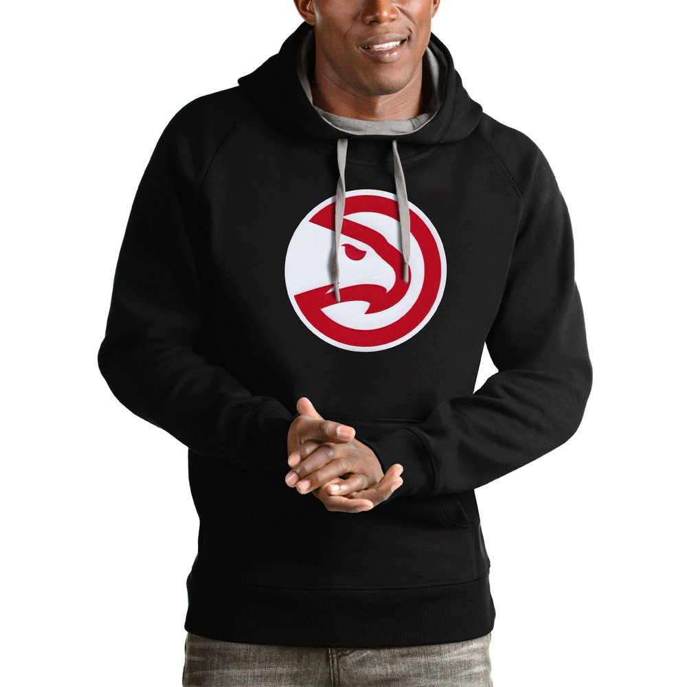 Atlanta Hawks Antigua Logo Victory Pullover Hoodie - Black