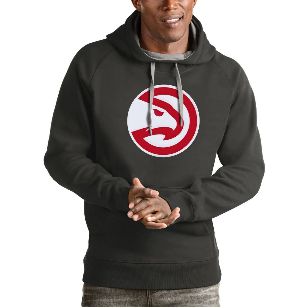 Atlanta Hawks Antigua Logo Victory Pullover Hoodie - Charcoal
