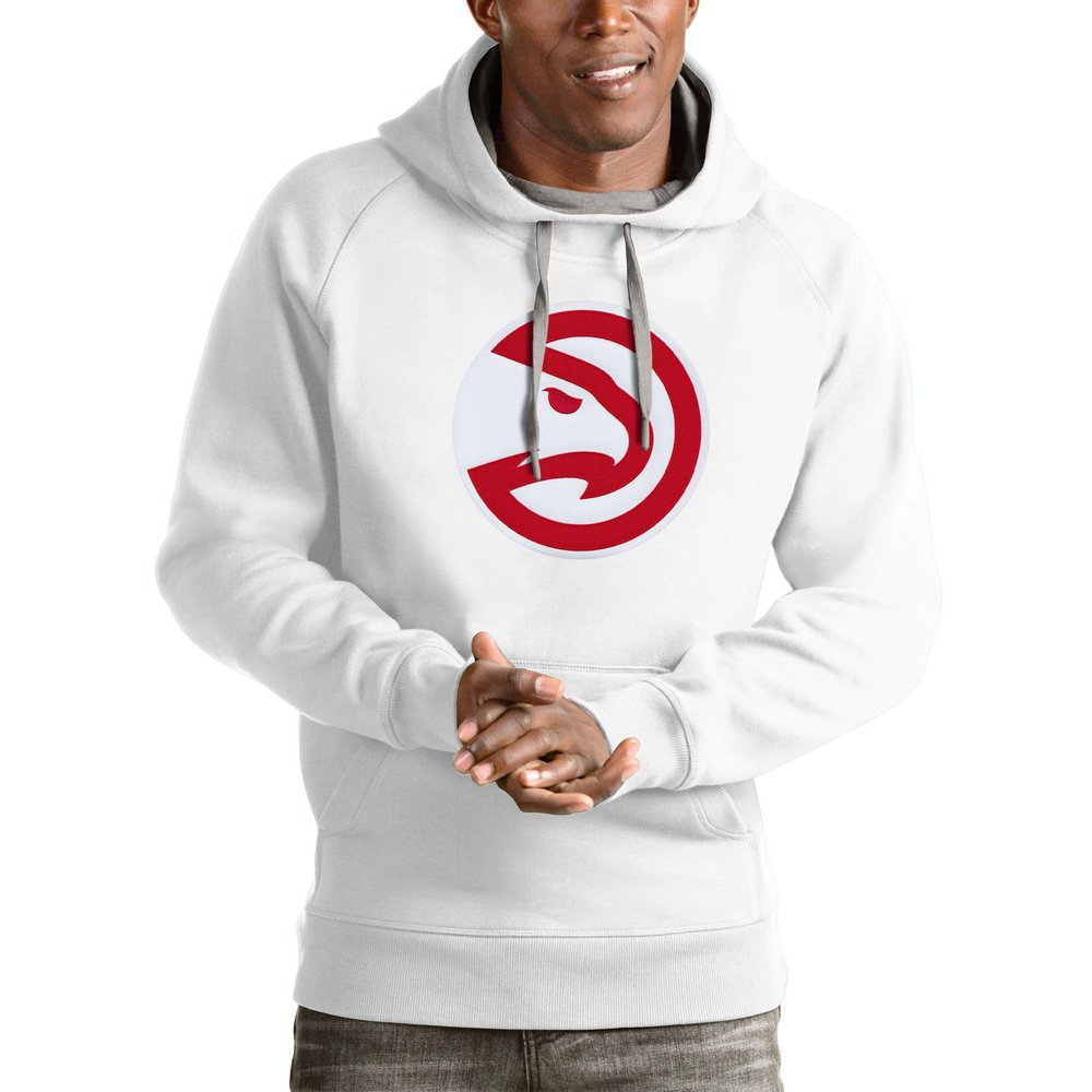 Atlanta Hawks Antigua Logo Victory Pullover Hoodie - White