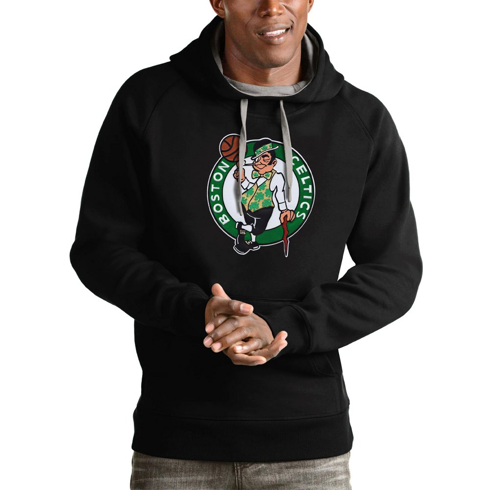 Boston Celtics Antigua Logo Victory Pullover Hoodie - Black