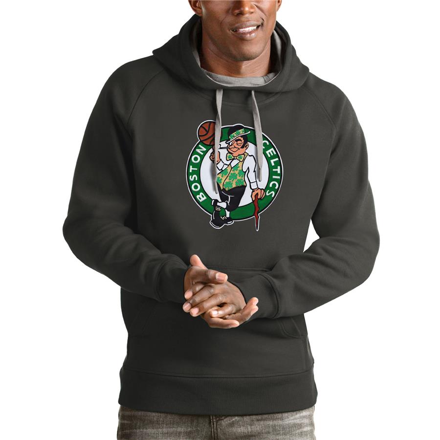 Boston Celtics Antigua Logo Victory Pullover Hoodie - Charcoal