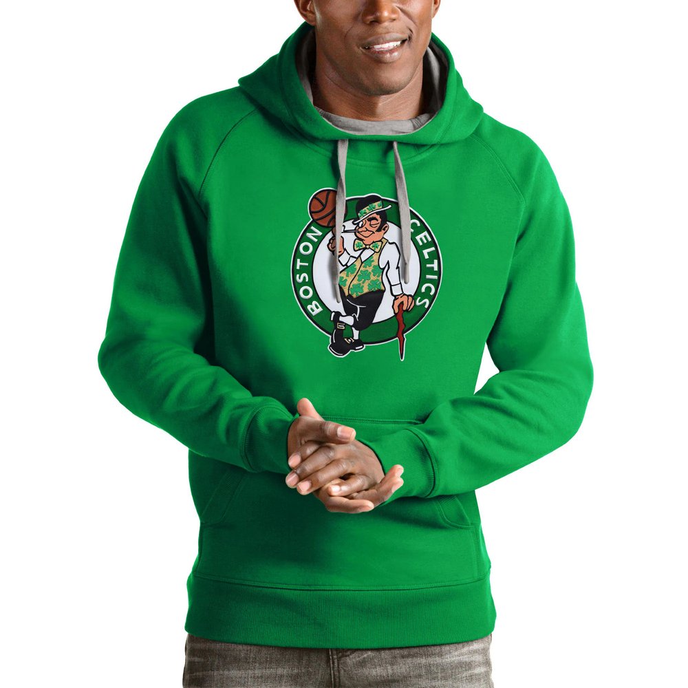 Boston Celtics Antigua Logo Victory Pullover Hoodie - Kelly Green