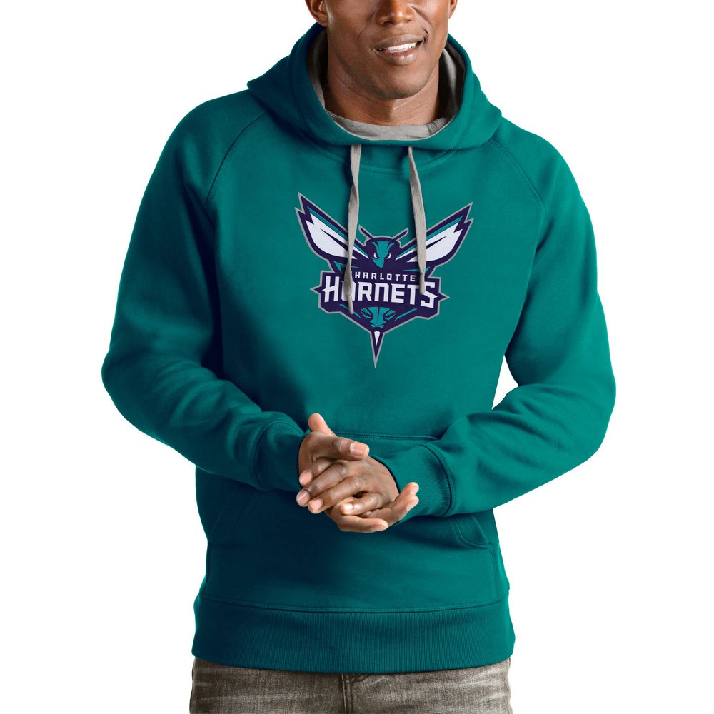 Charlotte Hornets Antigua Logo Victory Pullover Hoodie - Teal