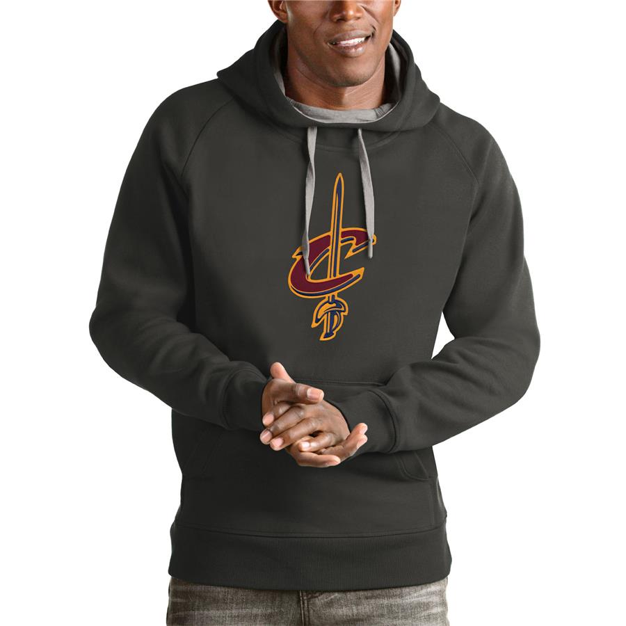 Cleveland Cavaliers Antigua Logo Victory Pullover Hoodie - Charcoal