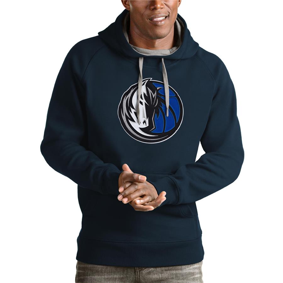 Dallas Mavericks Antigua Logo Victory Pullover Hoodie - Navy