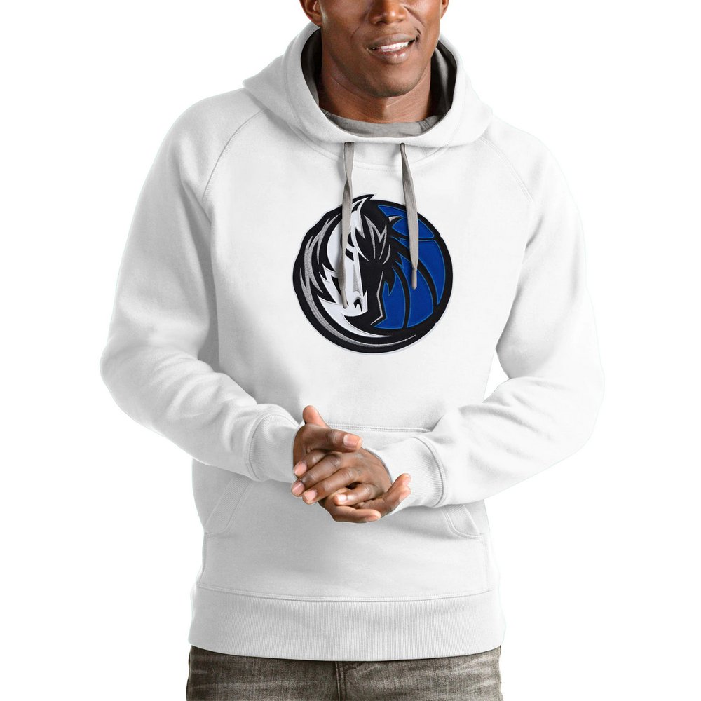 Dallas Mavericks Antigua Logo Victory Pullover Hoodie - White