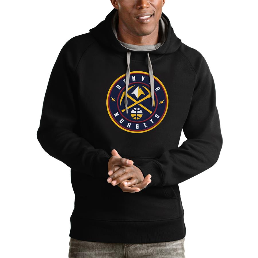 Denver Nuggets Antigua Logo Victory Pullover Hoodie - Black