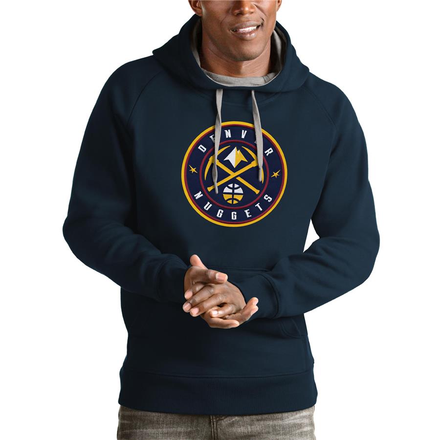 Denver Nuggets Antigua Logo Victory Pullover Hoodie - Navy