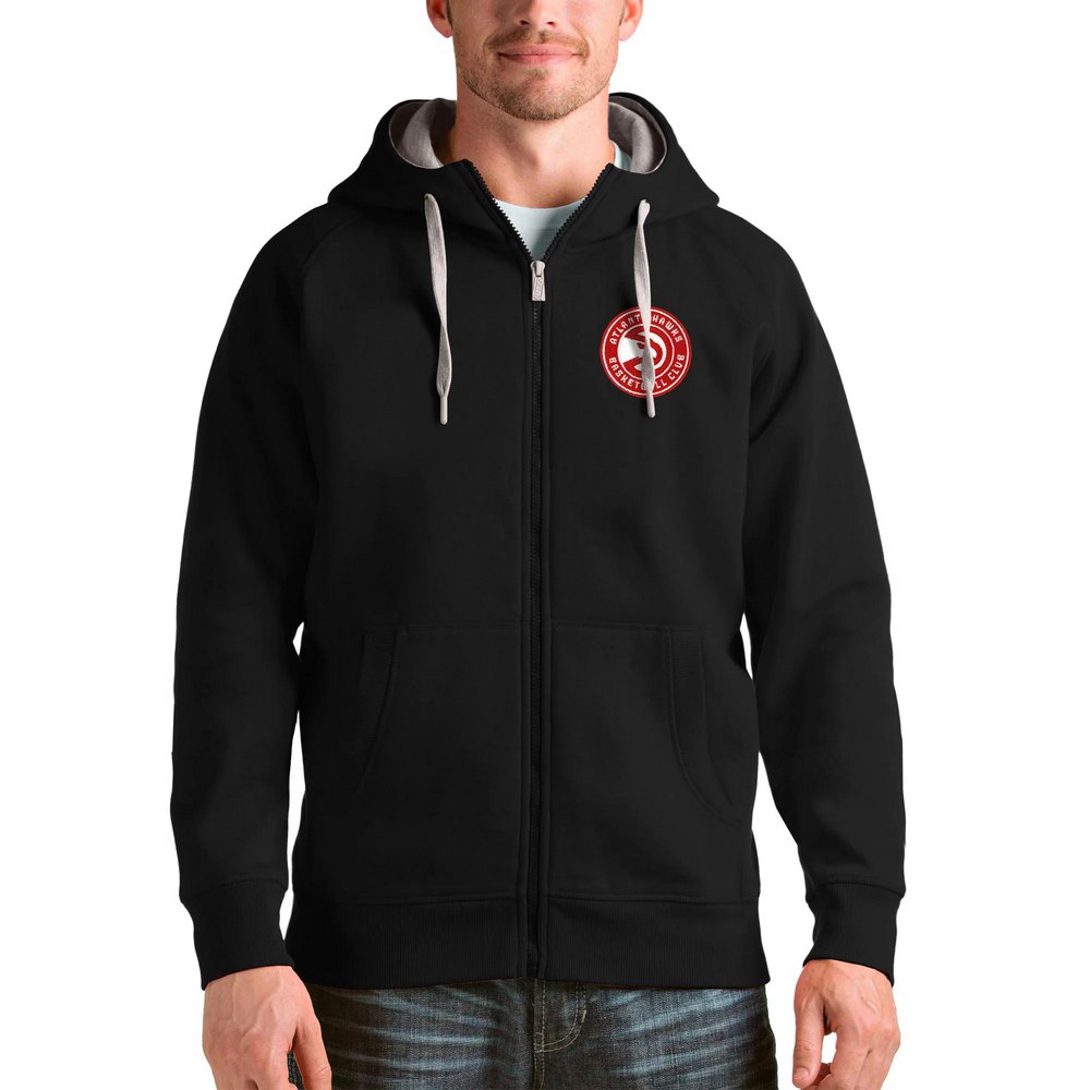 Atlanta Hawks Antigua Logo Victory Full-Zip Hoodie - Black