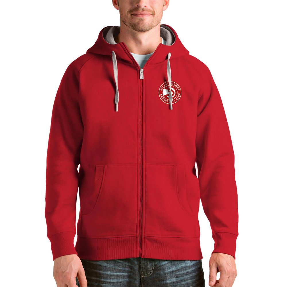 Atlanta Hawks Antigua Logo Victory Full-Zip Hoodie - Red