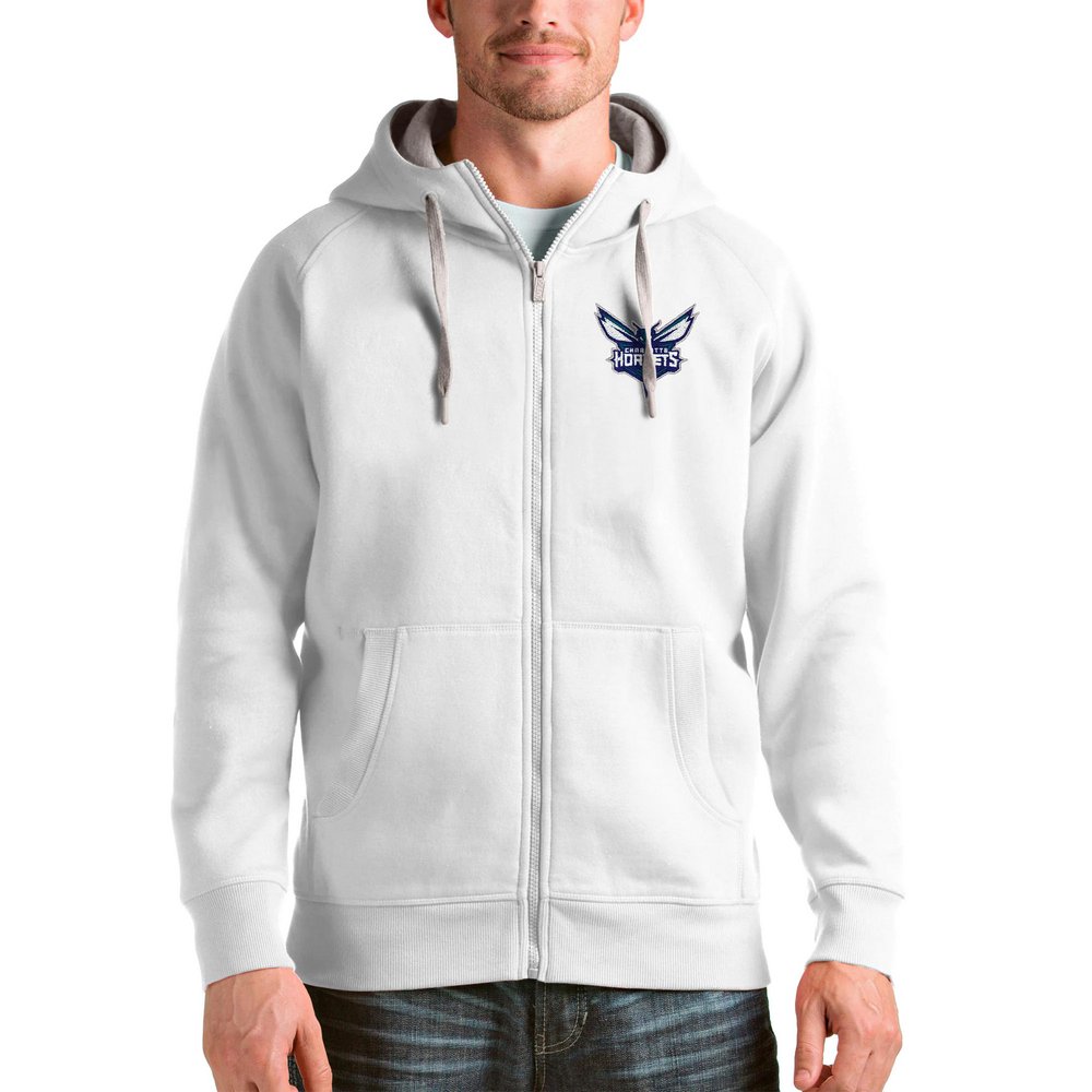 Charlotte Hornets Antigua Logo Victory Full-Zip Hoodie - White