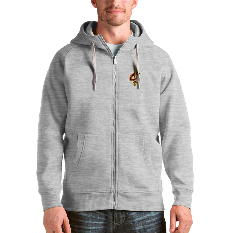 Cleveland Cavaliers Antigua Logo Victory Full-Zip Hoodie - Heathered Gray