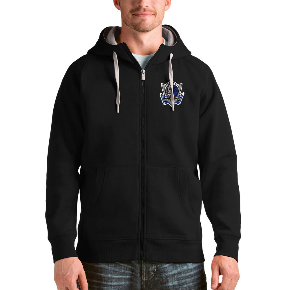 Dallas Mavericks Antigua Logo Victory Full-Zip Hoodie - Black