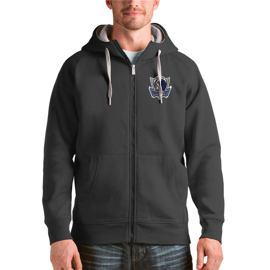 Dallas Mavericks Antigua Logo Victory Full-Zip Hoodie - Charcoal