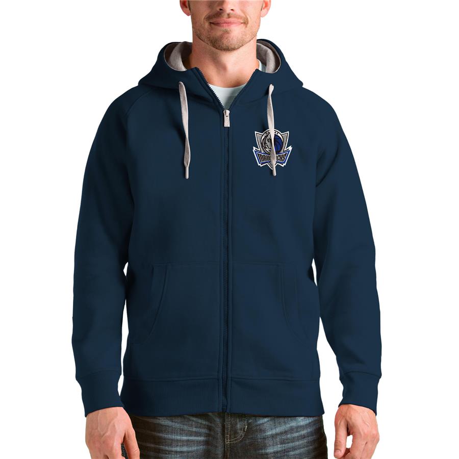 Dallas Mavericks Antigua Logo Victory Full-Zip Hoodie - Navy