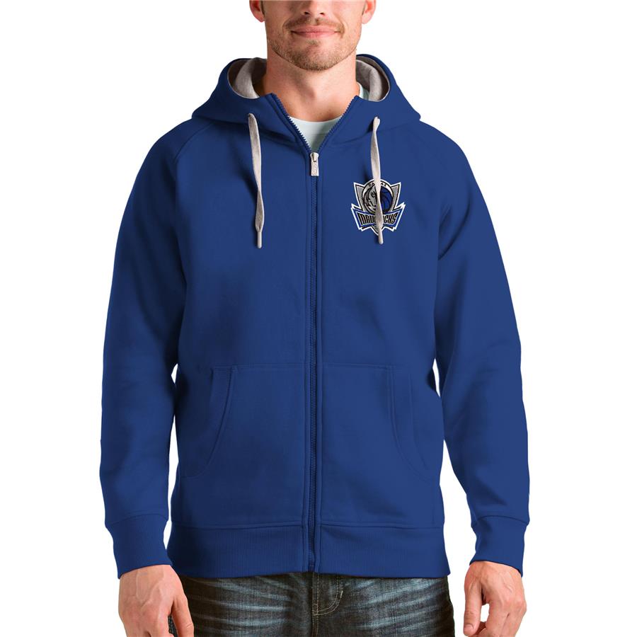 Dallas Mavericks Antigua Logo Victory Full-Zip Hoodie - Royal