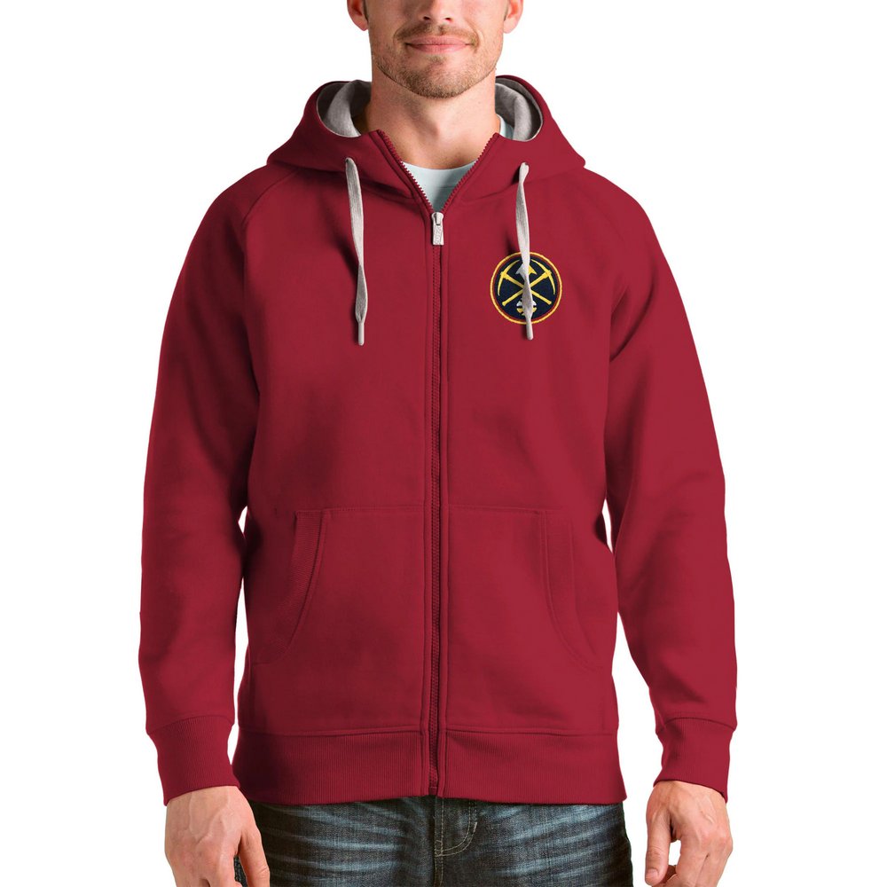Denver Nuggets Antigua Logo Victory Full-Zip Hoodie - Red