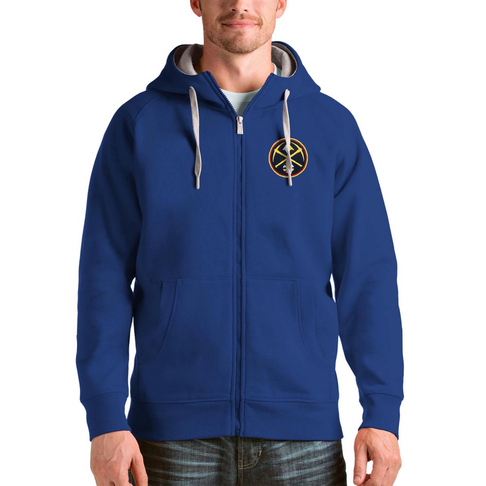 Denver Nuggets Antigua Logo Victory Full-Zip Hoodie - Royal