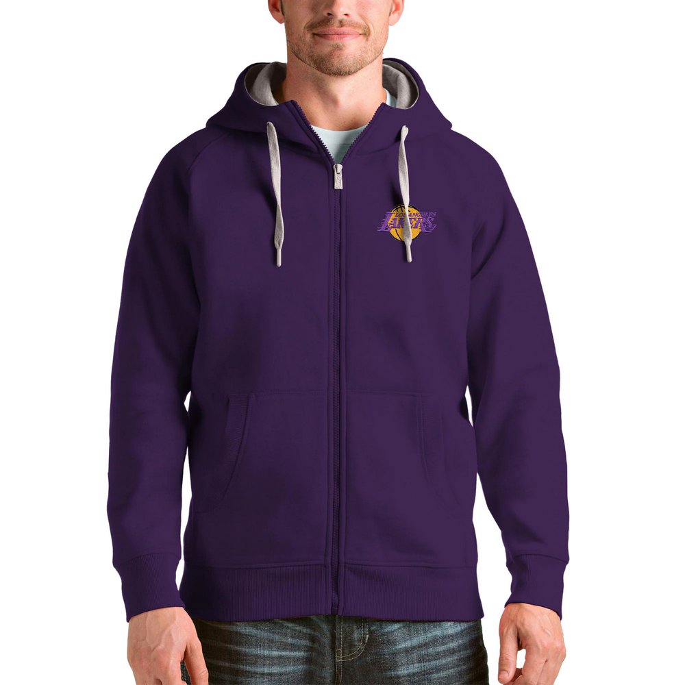 Los Angeles Lakers Antigua Logo Victory Full-Zip Hoodie - Purple