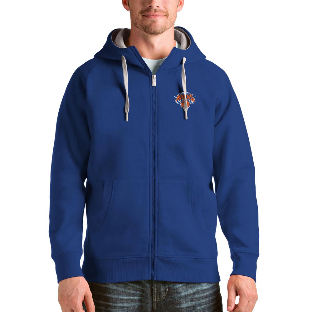 New York Knicks Antigua Logo Victory Full-Zip Hoodie - Royal