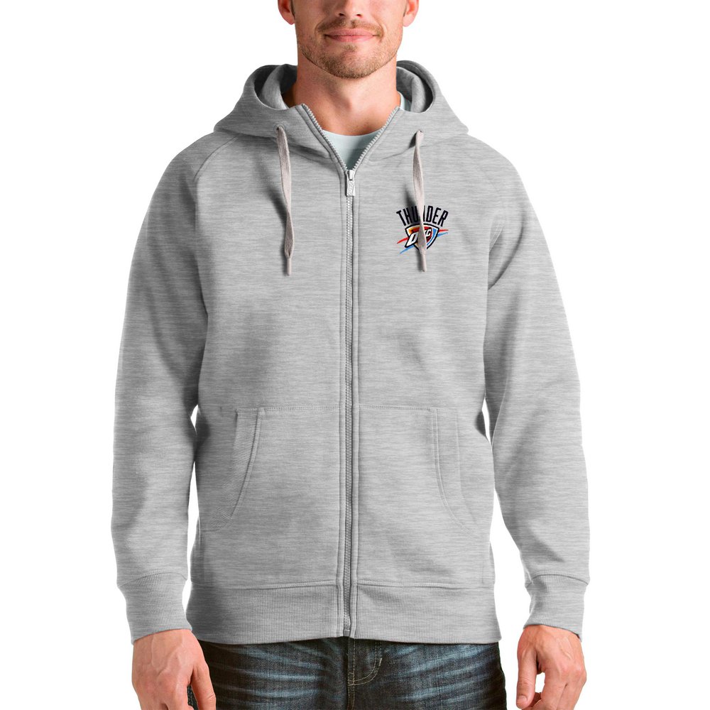 Oklahoma City Thunder Antigua Logo Victory Full-Zip Hoodie - Heathered Gray