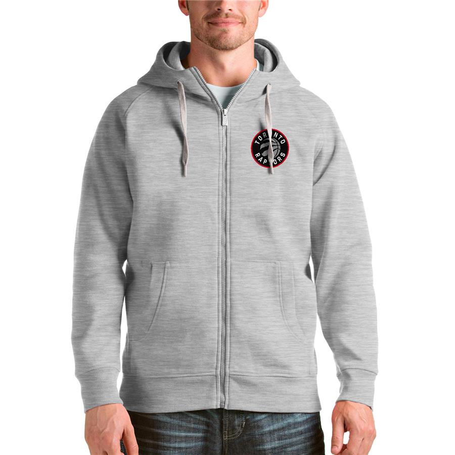 Toronto Raptors Antigua Logo Victory Full-Zip Hoodie - Heathered Gray
