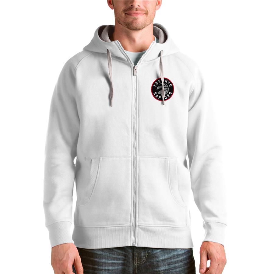 Toronto Raptors Antigua Logo Victory Full-Zip Hoodie - White