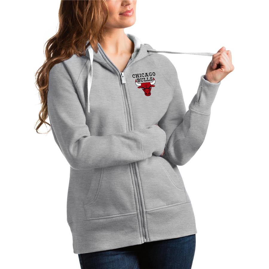 Chicago Bulls Antigua Women's Victory Full-Zip Hoodie - Heathered Gray