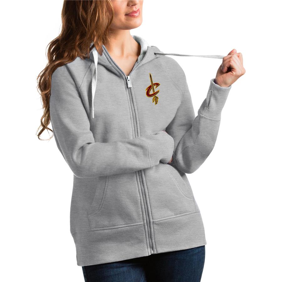 Cleveland Cavaliers Antigua Women's Victory Full-Zip Hoodie - Heathered Gray