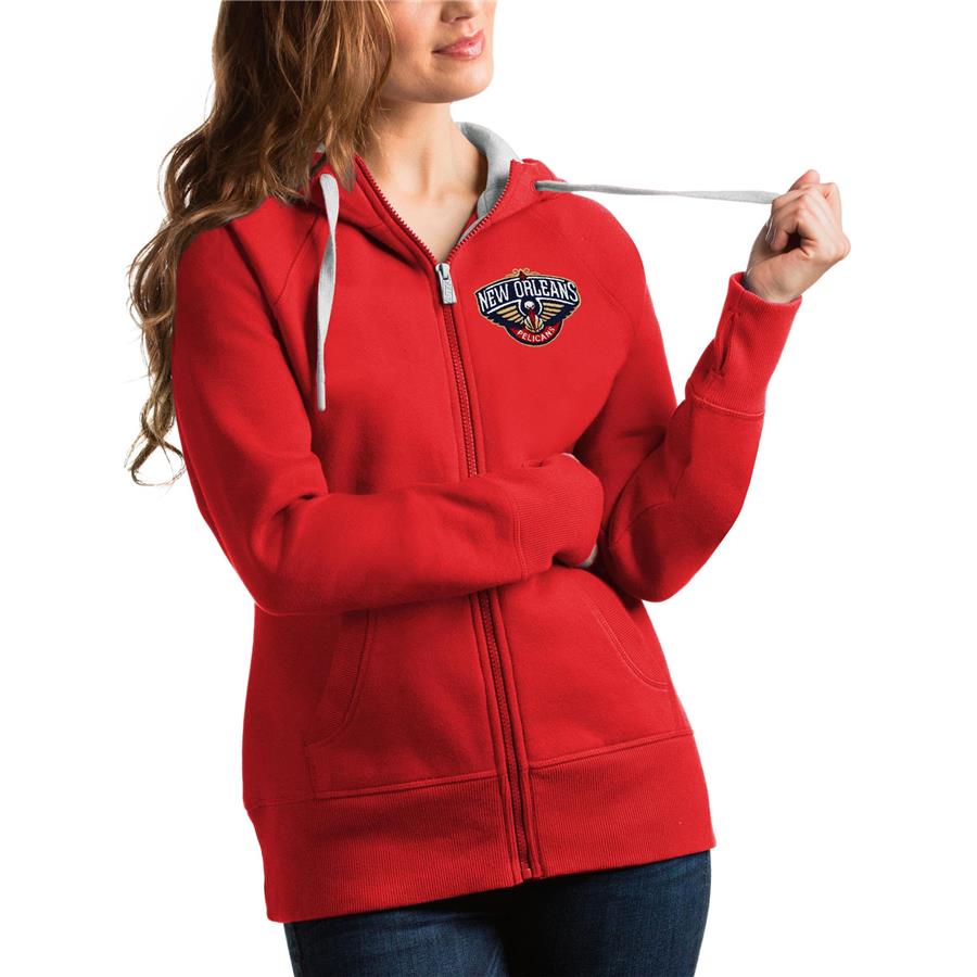 New Orleans Pelicans Antigua Women's Victory Full-Zip Hoodie - Red