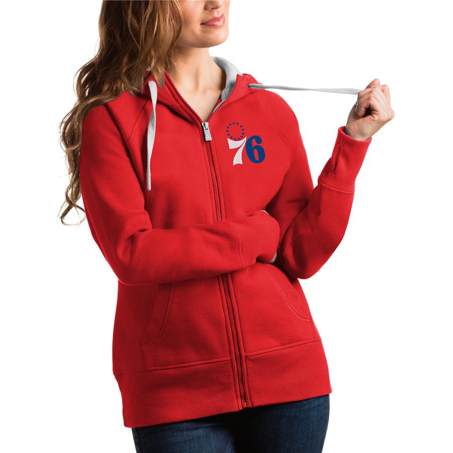 Philadelphia 76ers Antigua Women's Victory Full-Zip Hoodie - Red