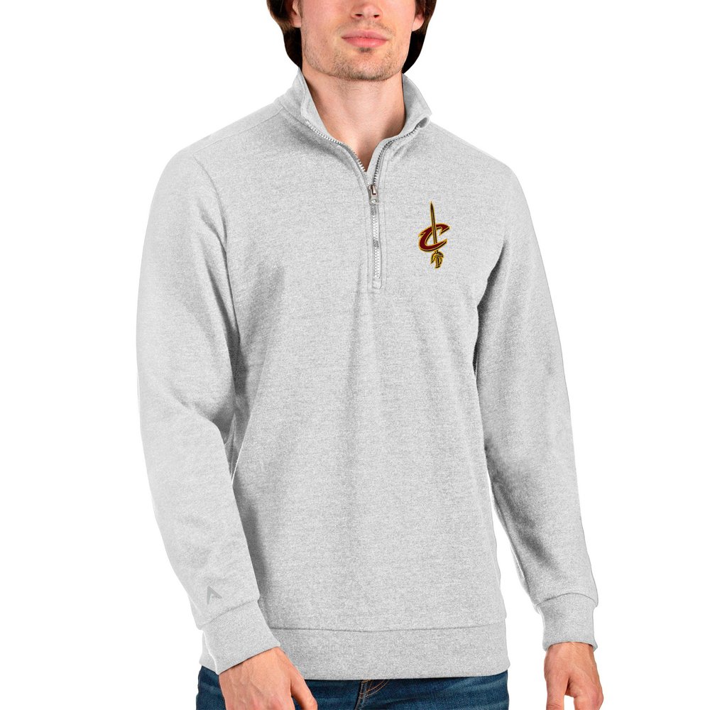 Cleveland Cavaliers Antigua Action Quarter-Zip Pullover Sweatshirt - Heathered Gray