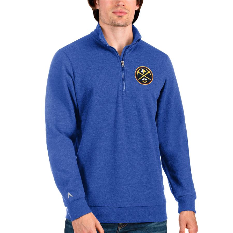 Denver Nuggets Antigua Action Quarter-Zip Pullover Sweatshirt - Royal