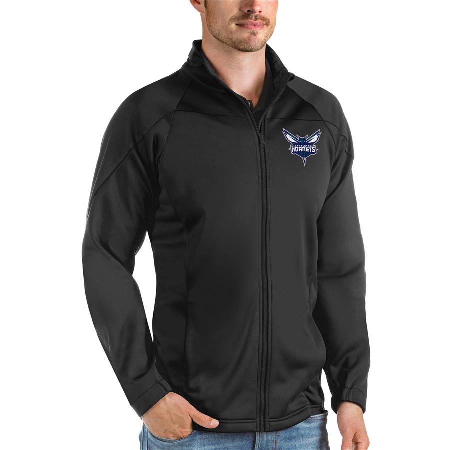Charlotte Hornets Antigua Links Full-Zip Golf Jacket - Black