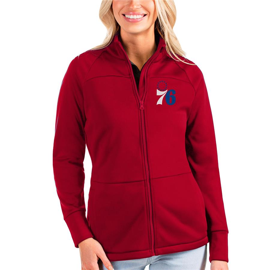 Philadelphia 76ers Antigua Women's Links Full-Zip Golf Jacket - Red