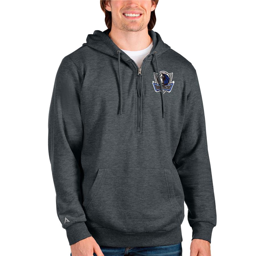Dallas Mavericks Antigua Action Quarter-Zip Pullover Hoodie - Heathered Charcoal