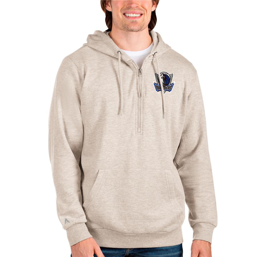 Dallas Mavericks Antigua Action Quarter-Zip Pullover Hoodie - Oatmeal